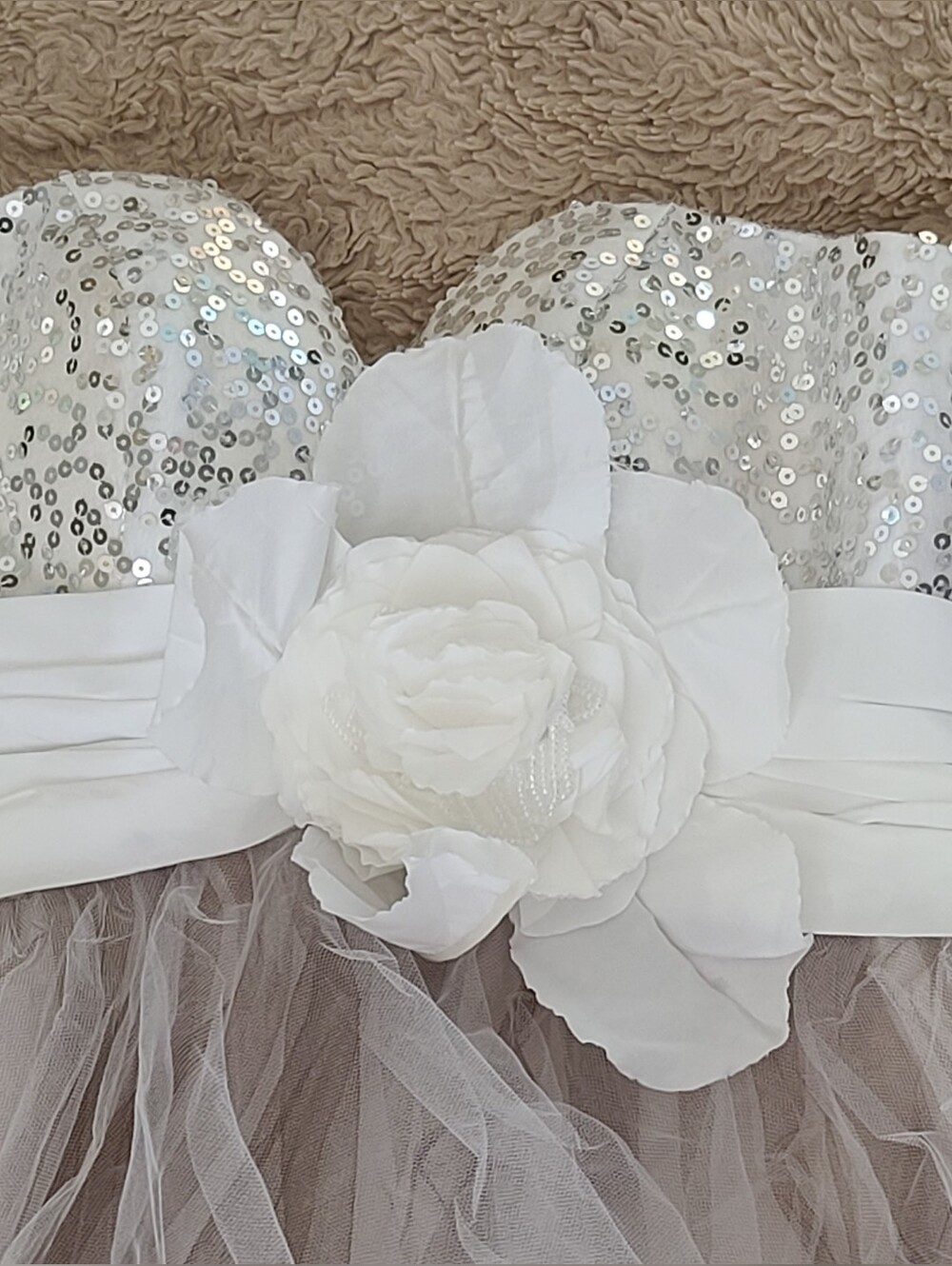 Nwt Light In The Box Silver Sequin & White Tulle Party Dress Size 6 - Picture 3 of 12